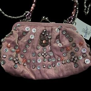 NWT Vintage Deadstock Pink Beaded and Sequined Kisslock Purse